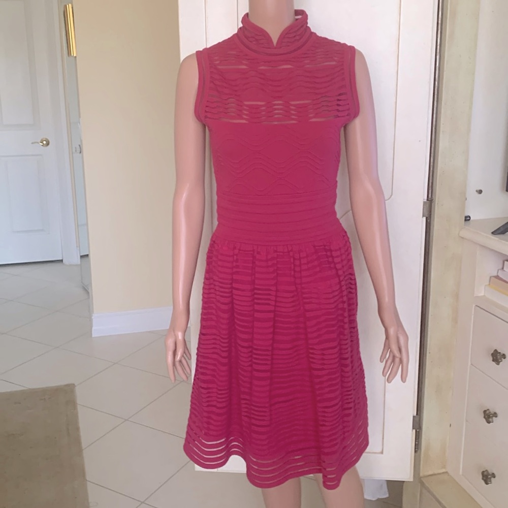 Missoni raspberry polyester knit dress